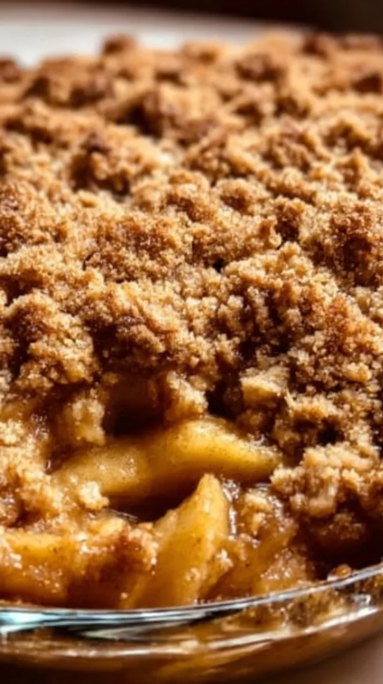 Delicious homemade Old Fashioned Apple Crisp topped with oat crumble