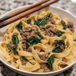 One-Pot Creamy Beef and Spinach Alfredo One-Pot Creamy Beef and Spinach Alfredo