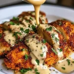 Parmesan Crusted Chicken with Creamy Garlic Sauce