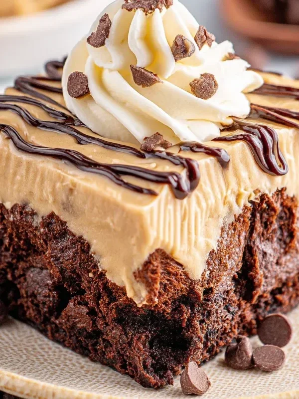 Delicious peanut butter brownies topped with creamy peanut butter swirl
