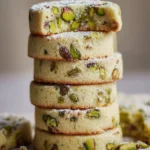 Pistachio Lemon Shortbread Cookies with Powdered Sugar Snow