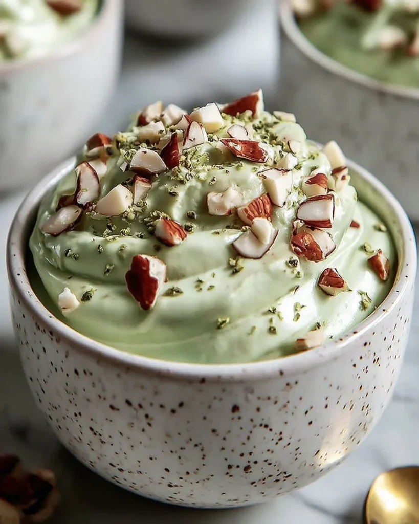 Delicious bowl of Pistachio Pineapple Fluff with garnishes