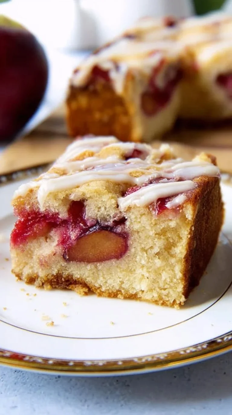 Homemade Plum Yeast Cake topped with fresh plums and a sugar glaze