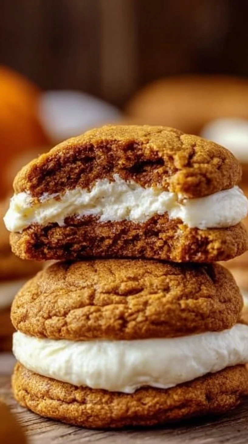 Delicious Pumpkin Cheesecake Cookies on a rustic wooden table