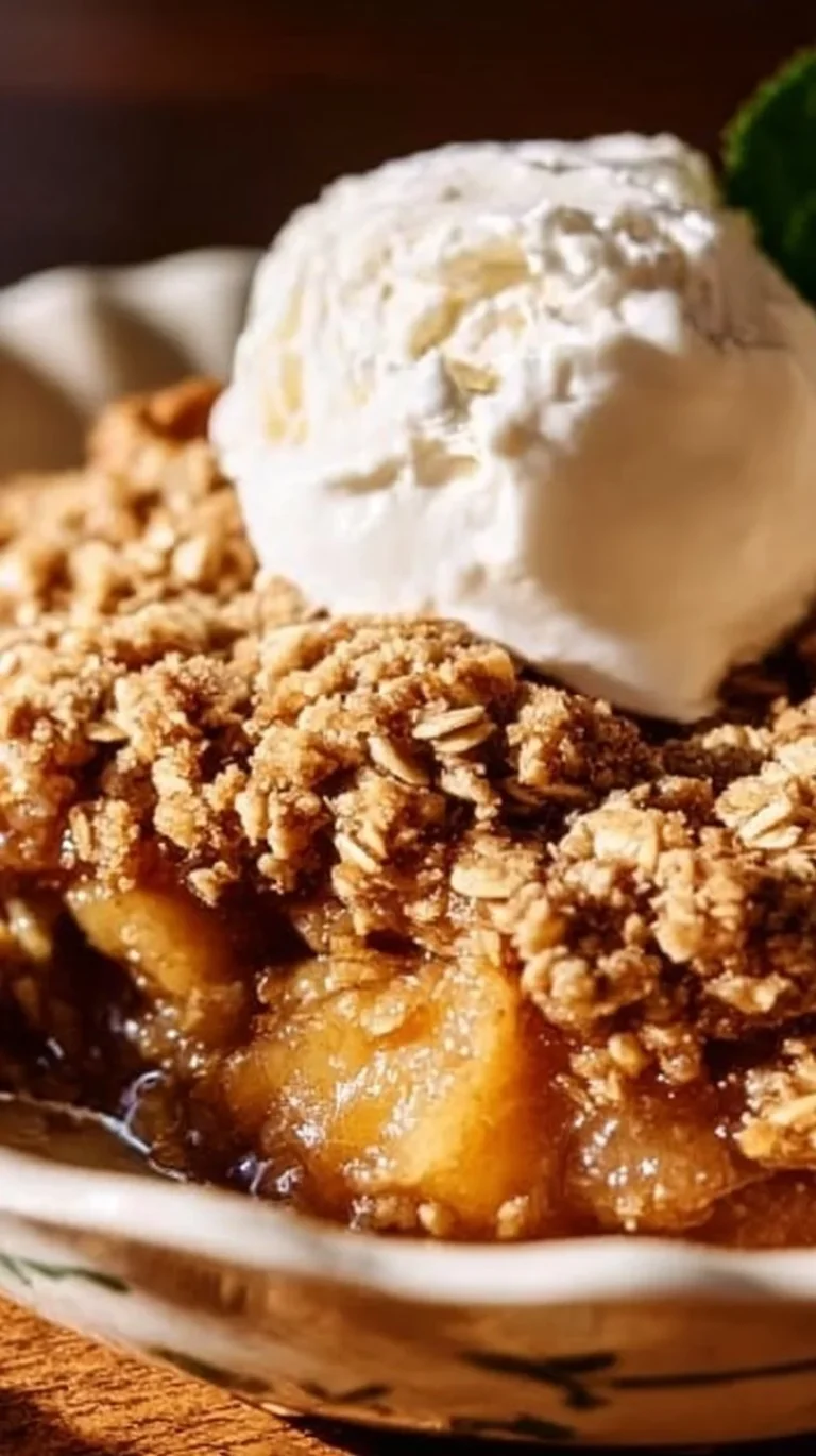 Delicious Pumpkin Crisp dessert with spiced pumpkin and crunchy topping