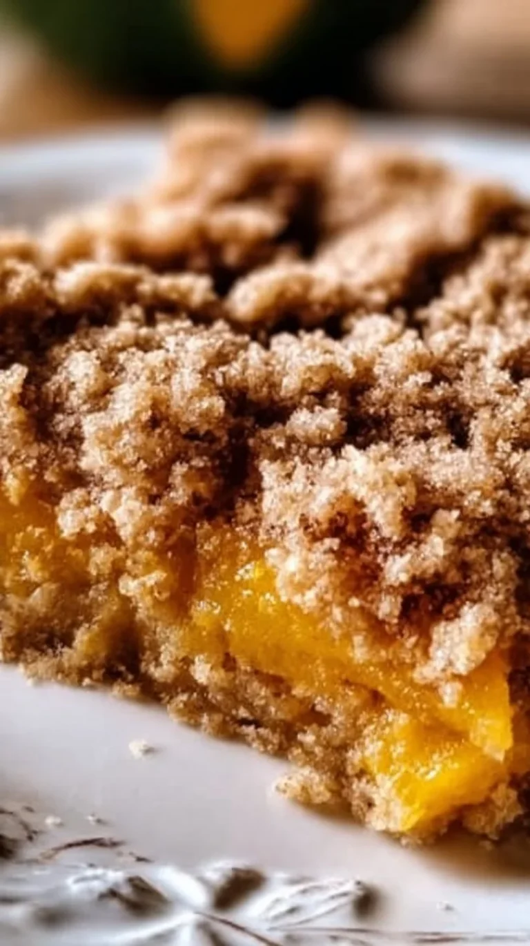 Delicious Pumpkin Crisp dessert topped with crunchy streusel