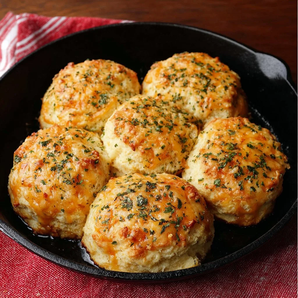 Fluffy Garlic Cheese Biscuits made with self-rising flour, inspired by Red Lobster.