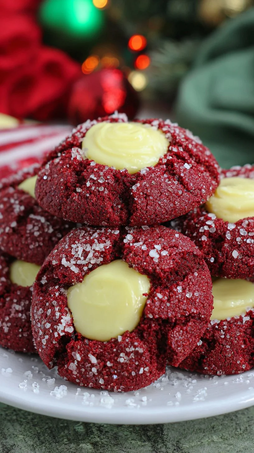 Delicious Red Velvet Cheesecake Cookies garnished and ready to enjoy