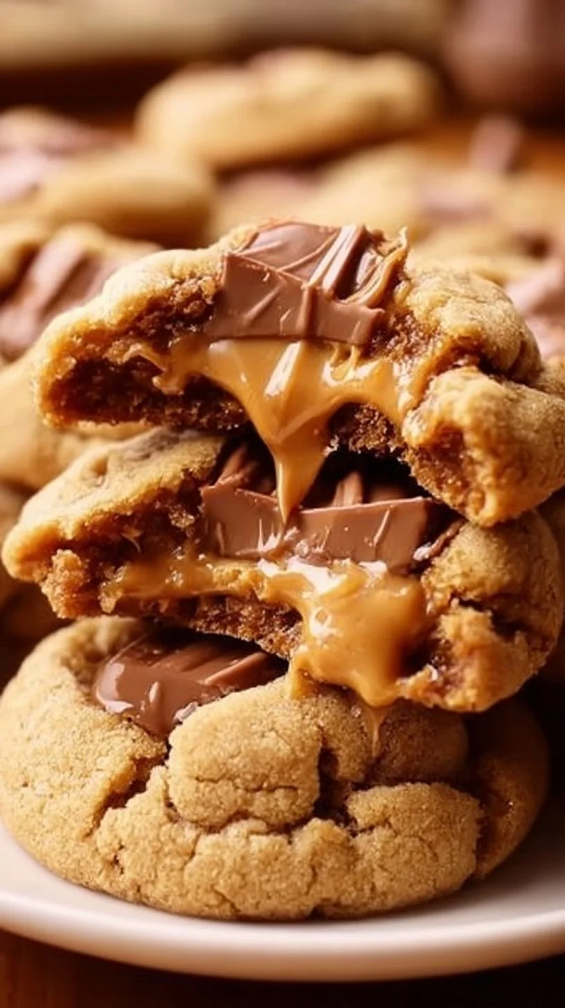 Freshly baked Reese’s peanut butter cookies on a plate