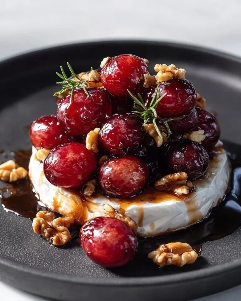 Roasted grapes served with whipped goat cheese and rosemary-honey walnuts