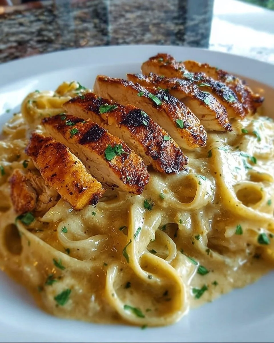 Savory Cajun chicken served on creamy Parmesan linguine