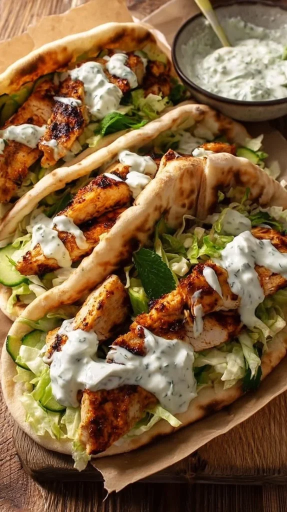 Sheet Pan Chicken Pitas with Herby Ranch recipe on a serving platter