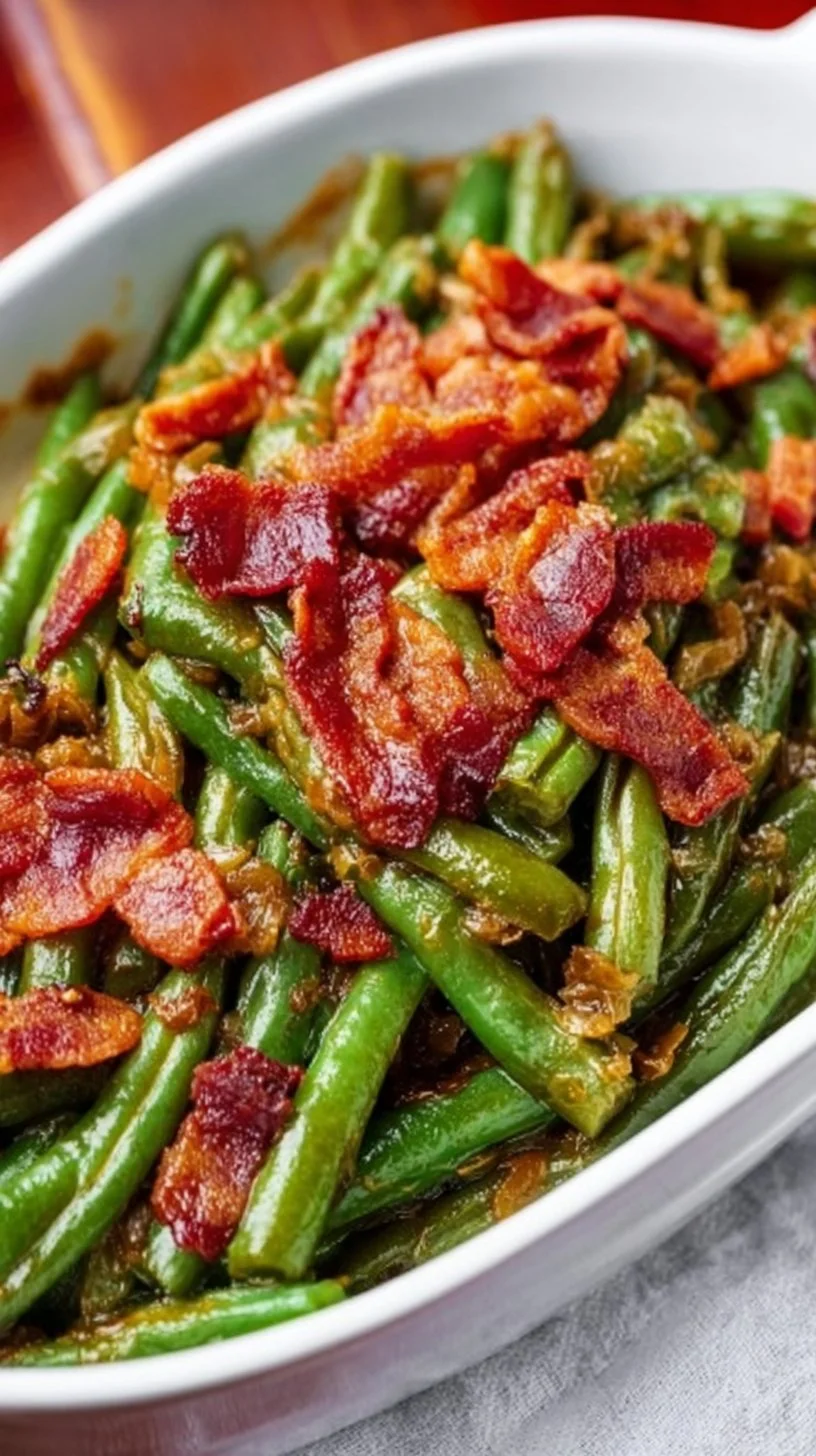 Delicious plate of simple sautéed green beans served as a healthy side dish.