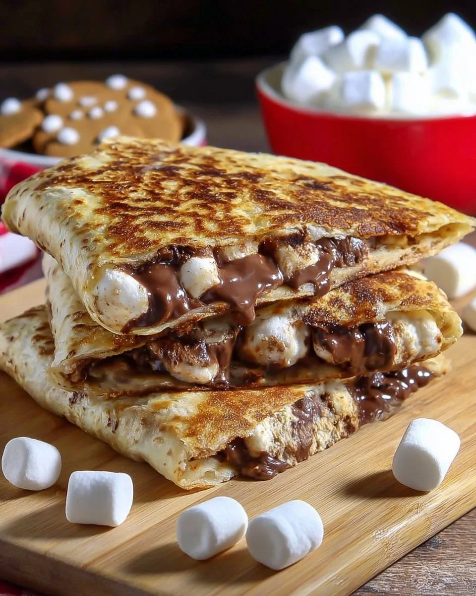 Delicious S'mores Crunchwrap with marshmallows, chocolate, and graham crackers