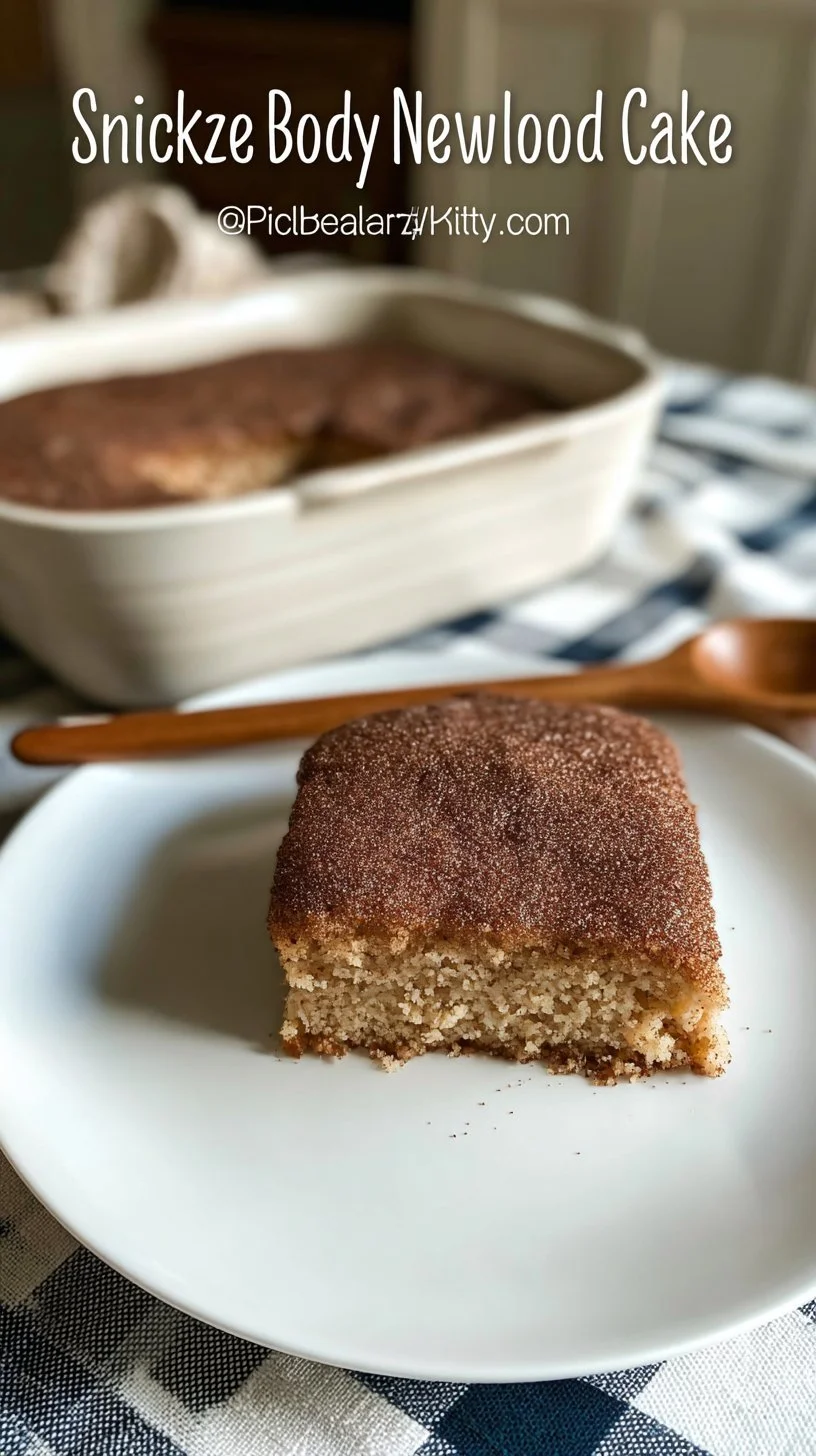 Delicious Snickerdoodle Crazy Cake topped with cinnamon sugar and served on a plate