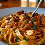 Spicy Cajun Chicken Fettuccine in Creamy Garlic Sauce