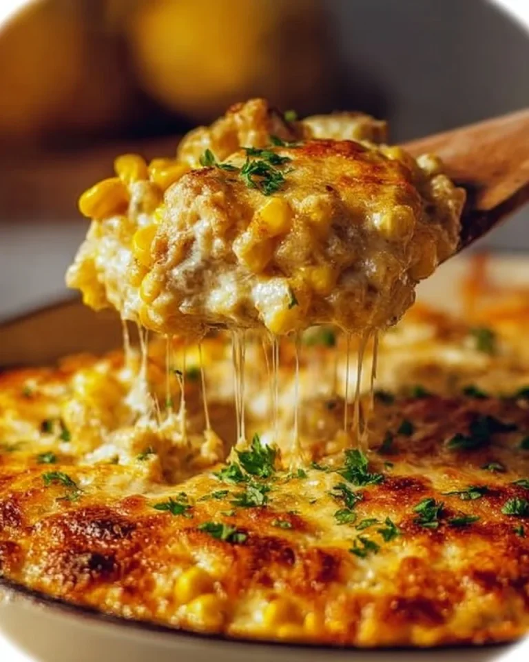 Street corn chicken casserole topped with cheese and fresh ingredients