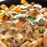 Tender Chicken & Mushrooms in a Creamy Pasta Sauce Tender Chicken & Mushrooms in a Creamy Pasta Sauce