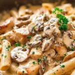 Tender Chicken & Mushrooms in a Creamy Pasta Sauce
