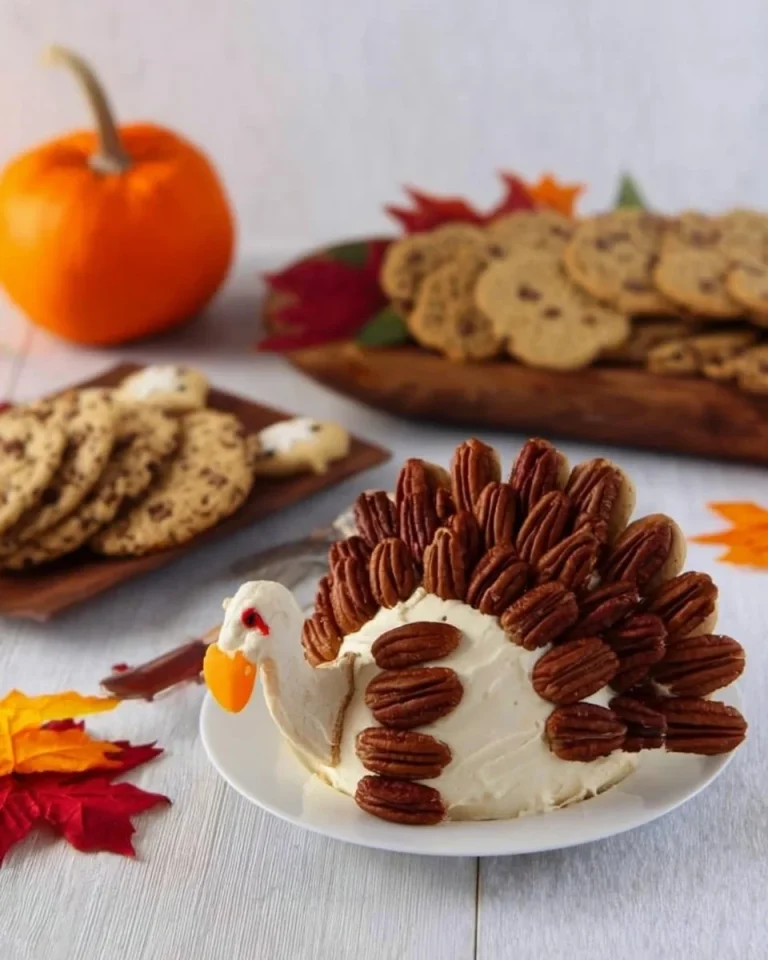 Delicious homemade Turkey Cheese Ball served with crackers