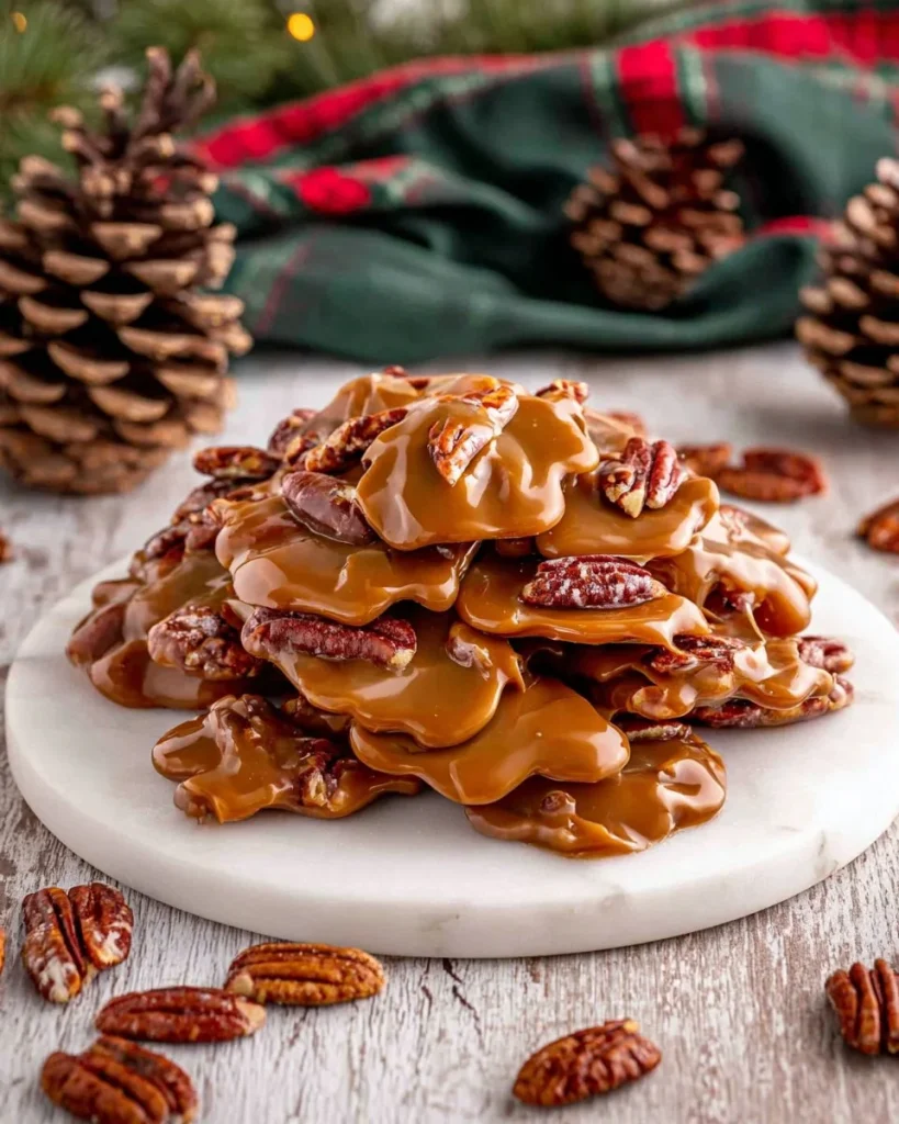 Delicious Turtle Candy made with chocolate, caramel, and nuts