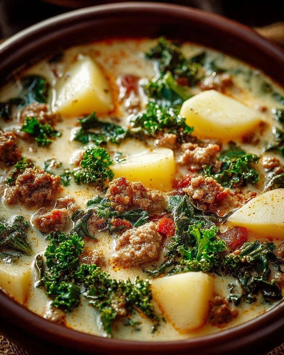 Bowl of delicious homemade Tuscan Soup with vegetables and beans