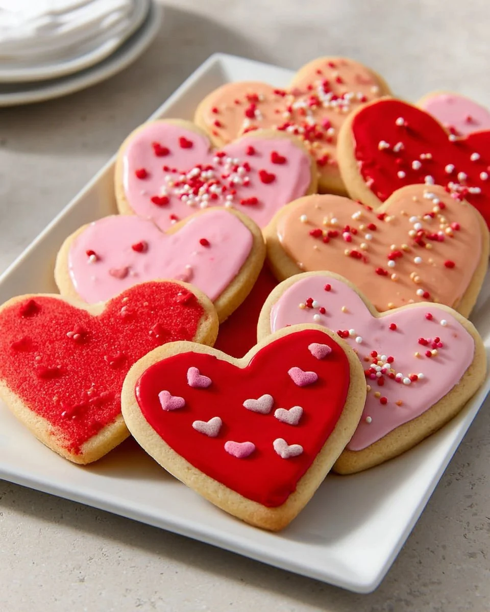 Beautifully decorated Valentine's Day sugar cookies with royal icing