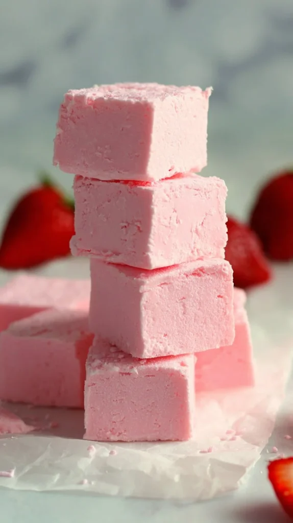 Delicious two ingredient strawberry no bake fudge dessert
