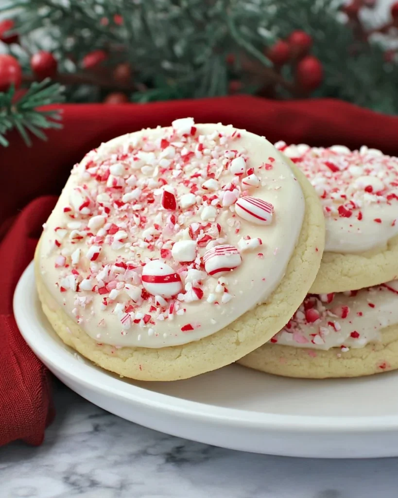 Plate of freshly baked Amish Sugar Cookies topped with sugar crystals