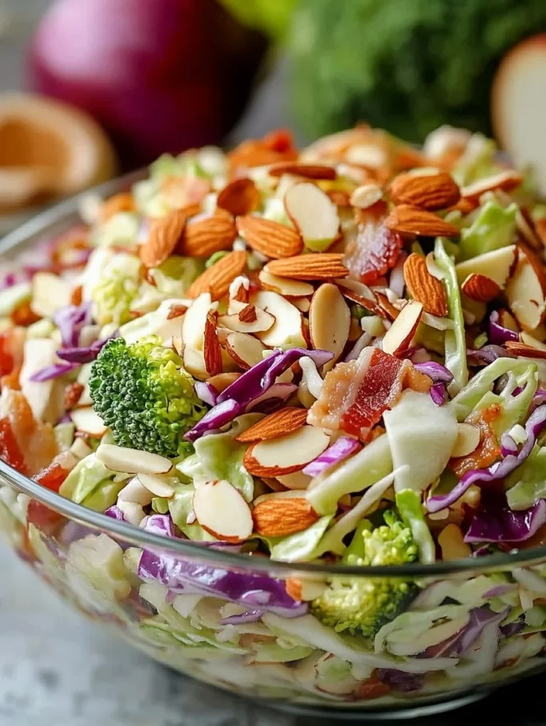 Apple bacon crunch coleslaw in a bowl with bacon and apple slices