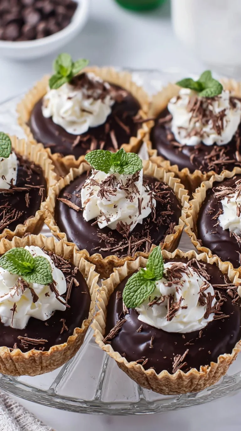 Delicious Baileys cheesecakes with chocolate ganache frosting on a dessert table