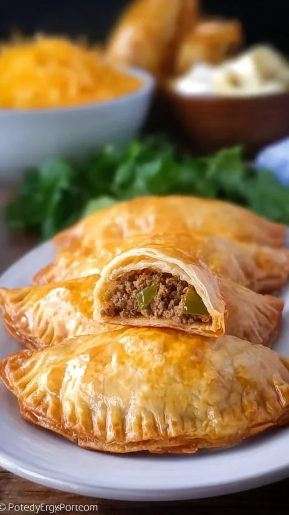Delicious beef and cheese empanadas served on a plate