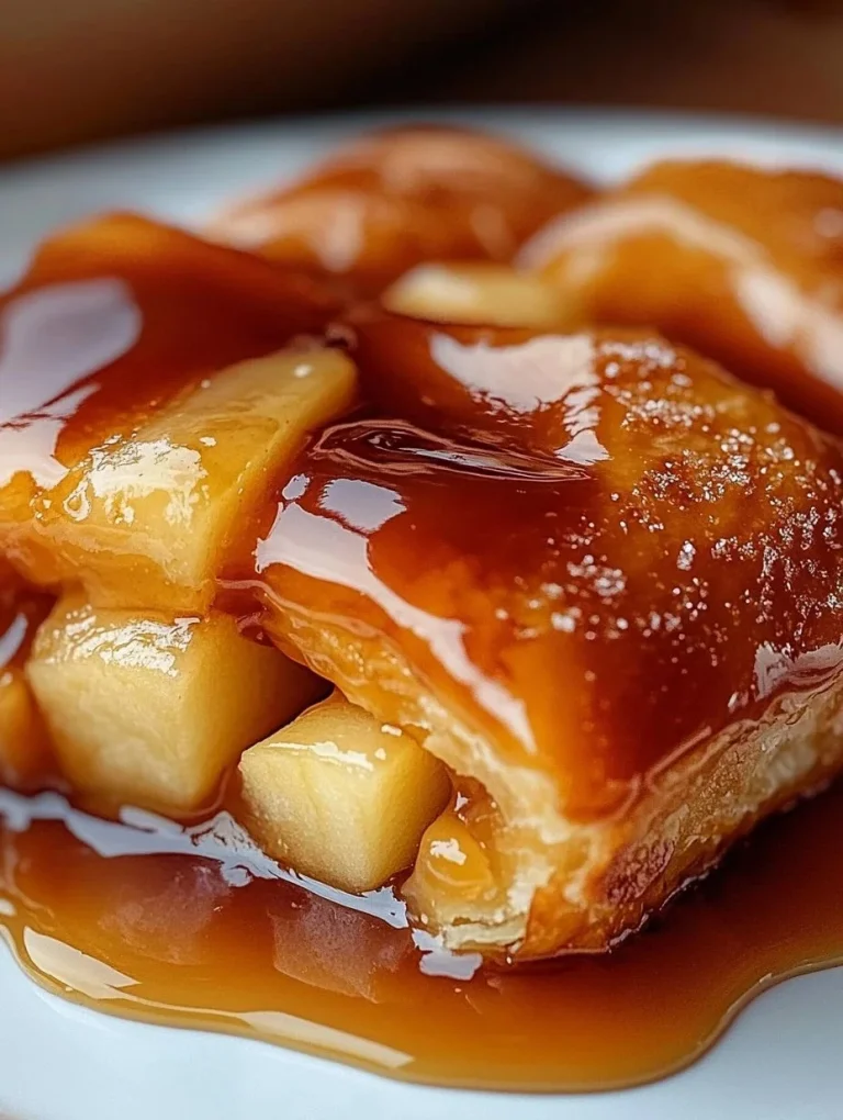 Delicious Caramel Apple Dumplings served with caramel sauce