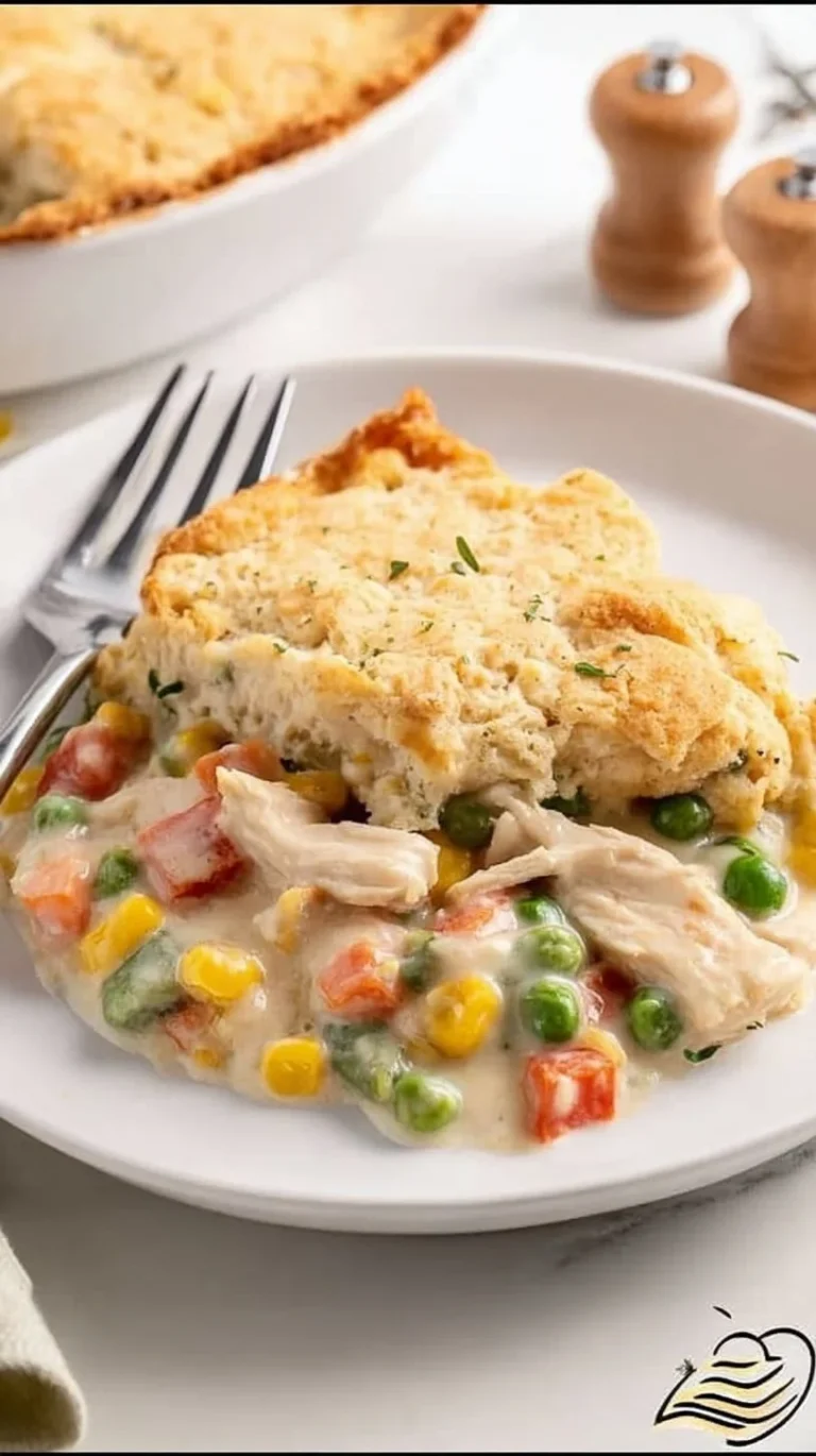 Delicious Chicken Cobbler with flaky crust and tender chicken filling
