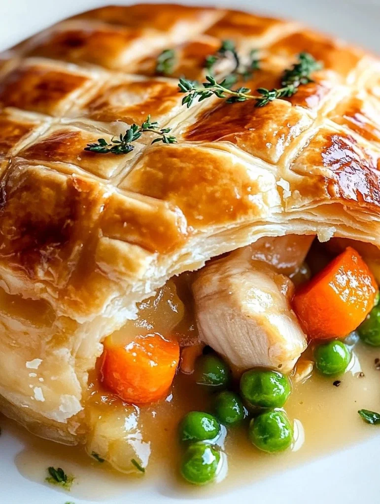 Delicious homemade chicken pot pie filled with chicken and vegetables