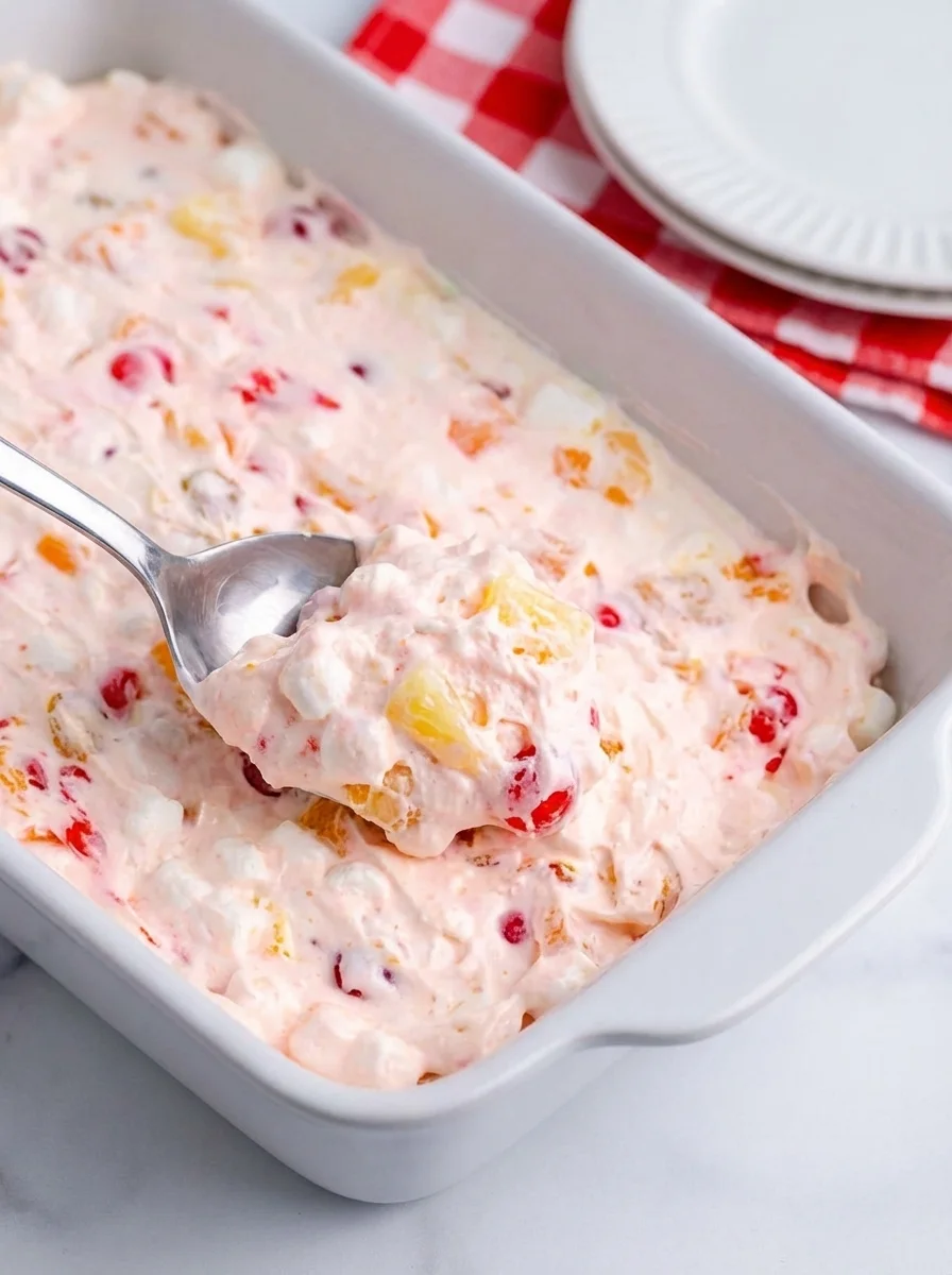 Chilled frozen fruit salad with various colorful fruits served in a bowl