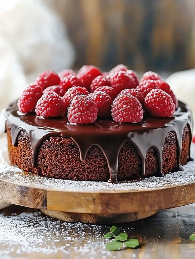 Delicious Chocolate Raspberry Cake with rich chocolate layers and raspberries