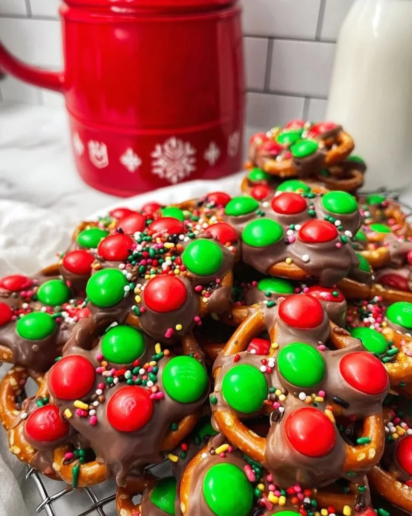 Deliciously decorated Christmas Pretzel Bites for festive celebrations
