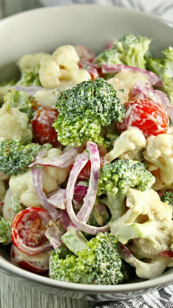 A vibrant Christmas Salad featuring colorful vegetables and festive toppings