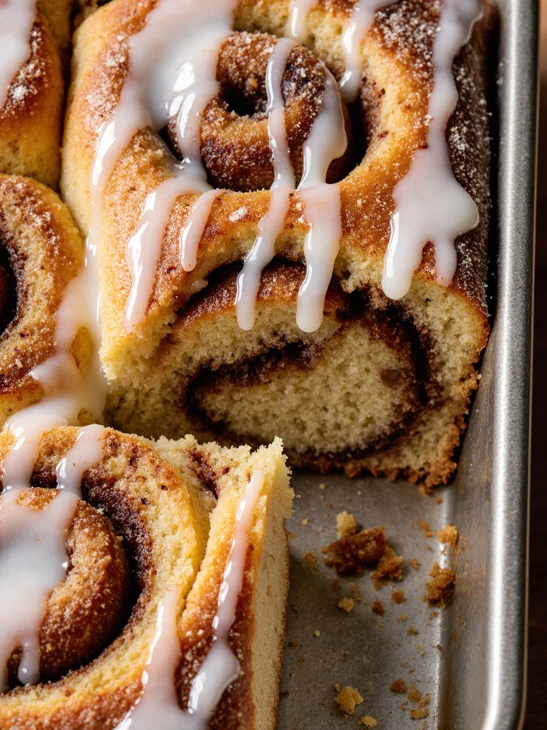 Delicious Cinnabon Cinnamon Roll Cake topped with cream cheese frosting