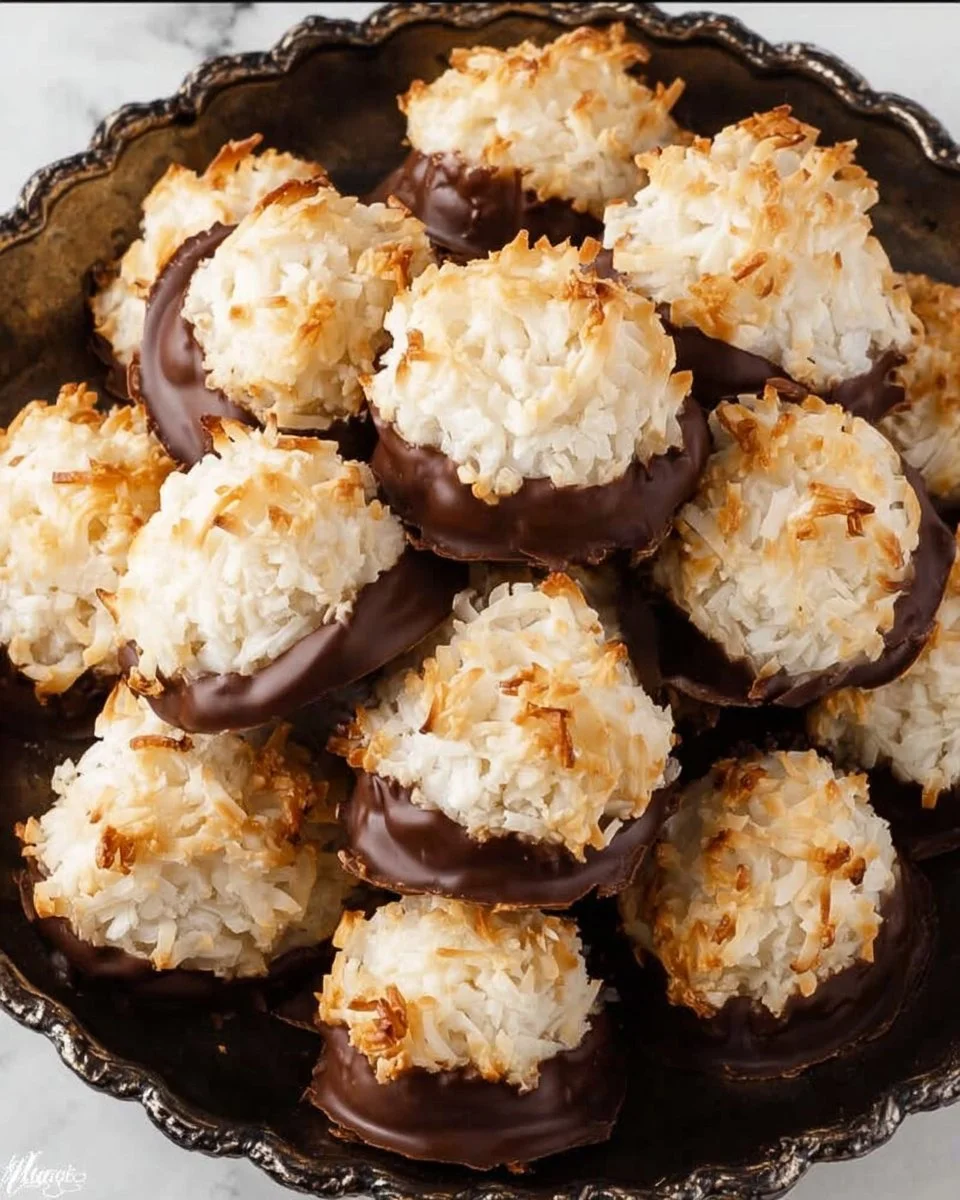 Delicious coconut macaroons on a plate, ready to be enjoyed