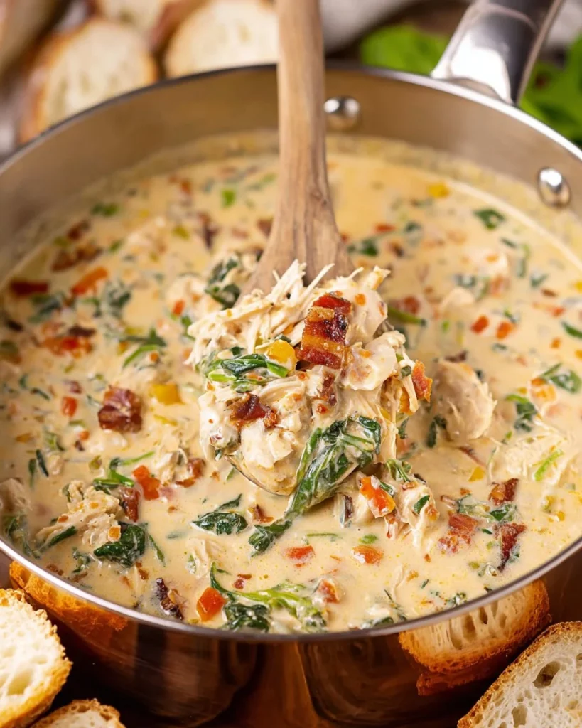 Delicious bowl of Crack Chicken Soup garnished with herbs