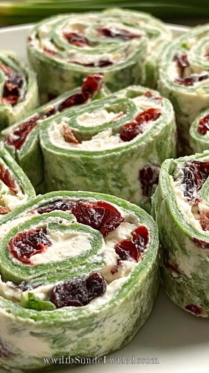 Delicious Cranberry Jalapeño Pinwheels appetizer on a serving platter.