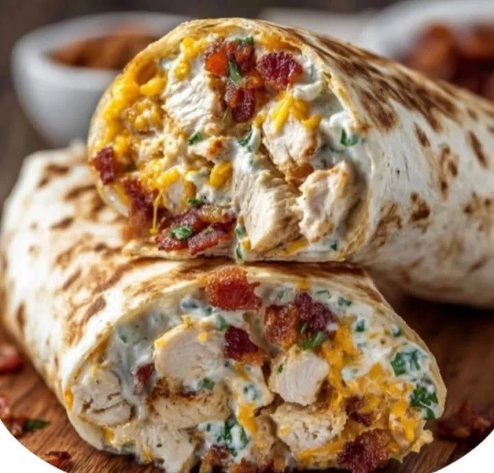 Crispy bacon chicken ranch wraps ready to serve on a plate