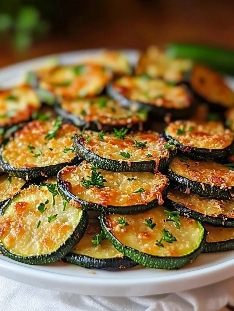 Crispy Parmesan Zucchini Rounds arranged on a plate