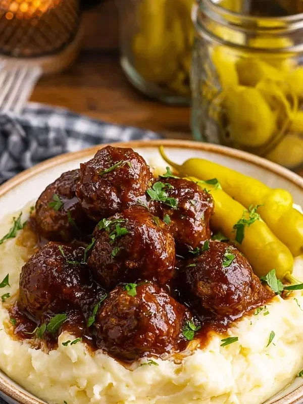 CrockPot Mississippi Meatballs served in a savory sauce