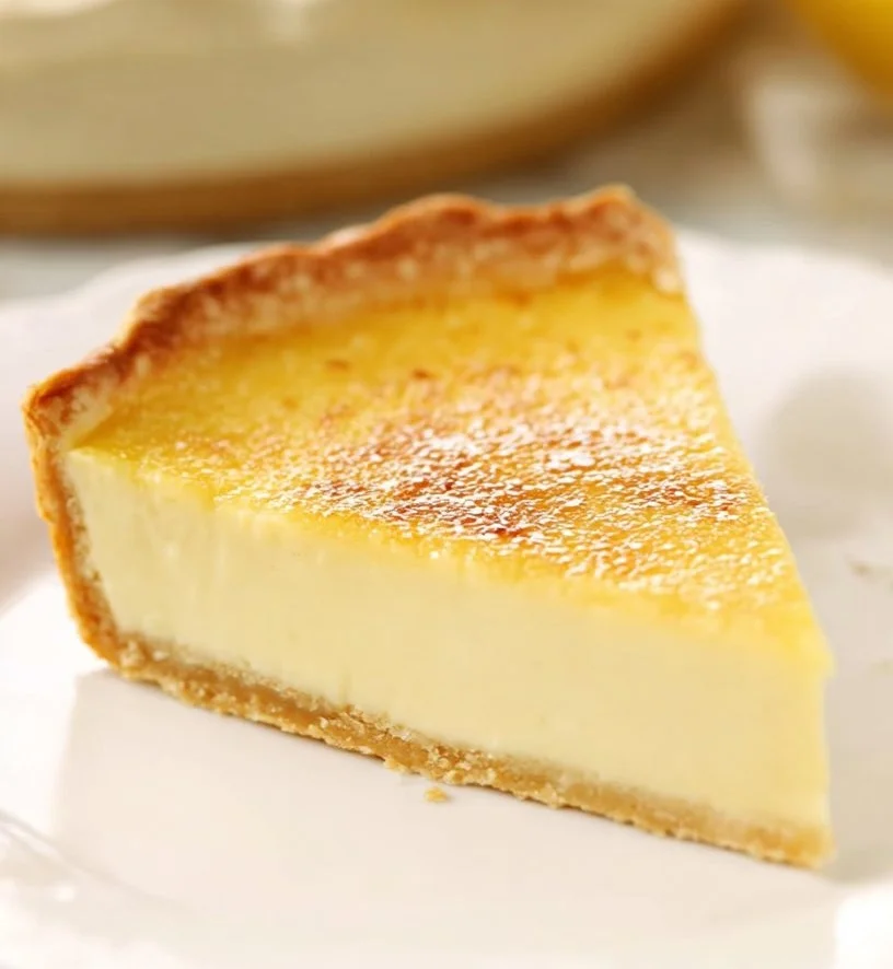 Delicious homemade custard pie with a golden crust and creamy filling
