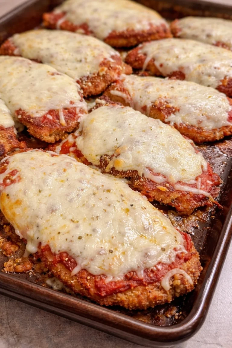 Easy baked mayonnaise and parmesan chicken served on a plate