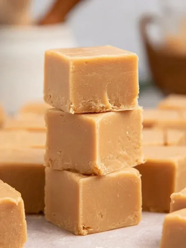 Delicious homemade easy peanut butter fudge cut into squares