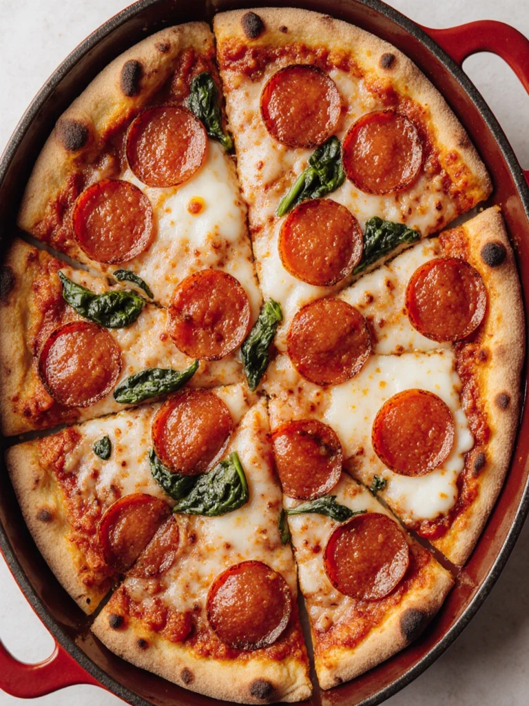 Delicious frittata pizza topped with fresh ingredients and herbs.